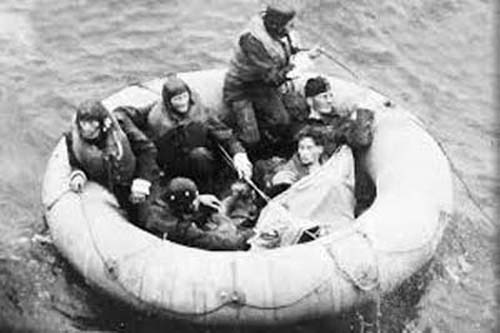 WWII RAF airmen in the English Channel (presumably)