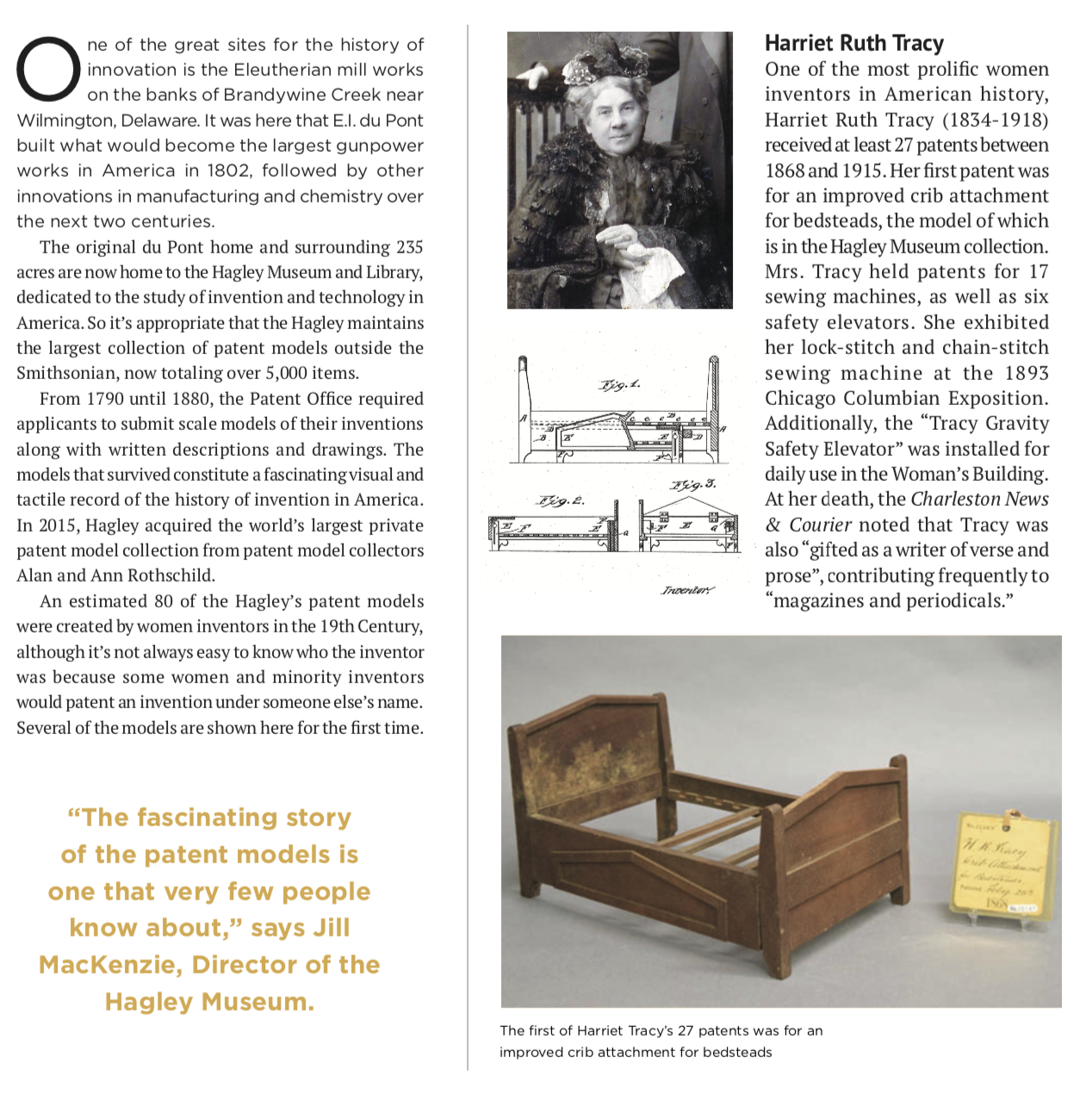 Photos of patent models at the Hagley Museum.