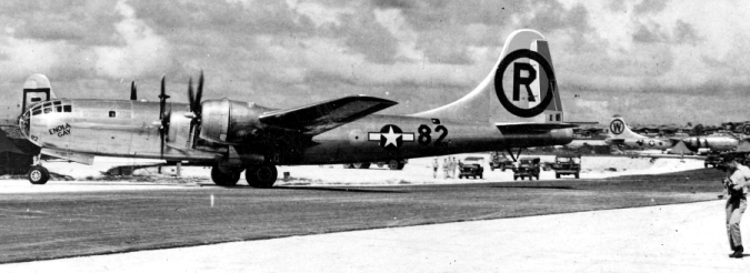 Enola Gay after the Hiroshima mission.