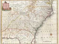 Emanuel Bowen's 1747 map showing the boundary between Virginia and North Carolina.