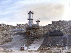 Rocketdyne's_test_stand_for_testing_the_J-2_engine_in_Santa_Susana_Mountains